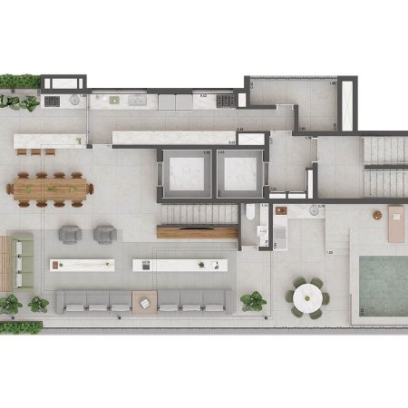 Planta apartamento Cobertura duplex superior 319 m²